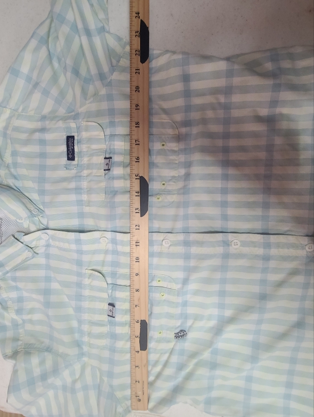​Columbia PFG Super Bahama Long Sleeve Fishing Shirt Women's L Blue Yellow Plaid - Picture 9 of 10